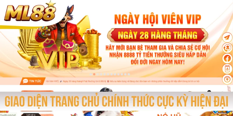 Giao diện trang chủ chính thức cực kỳ hiện đại